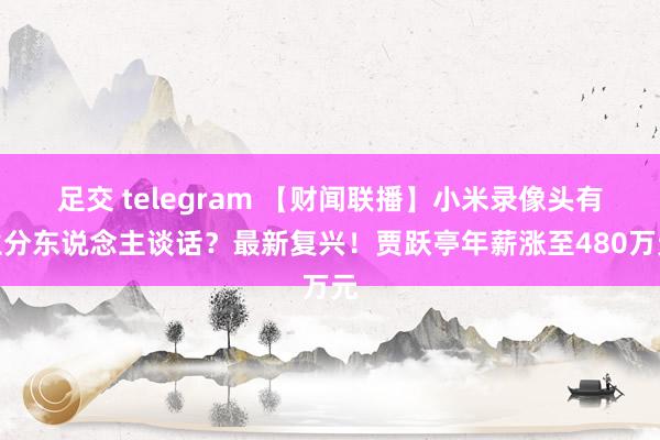 足交 telegram 【财闻联播】小米录像头有生分东说念主谈话？最新复兴！贾跃亭年薪涨至480万元