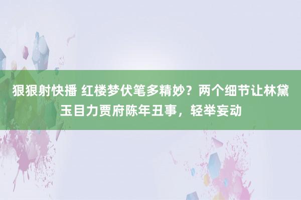 狠狠射快播 红楼梦伏笔多精妙？两个细节让林黛玉目力贾府陈年丑事，轻举妄动