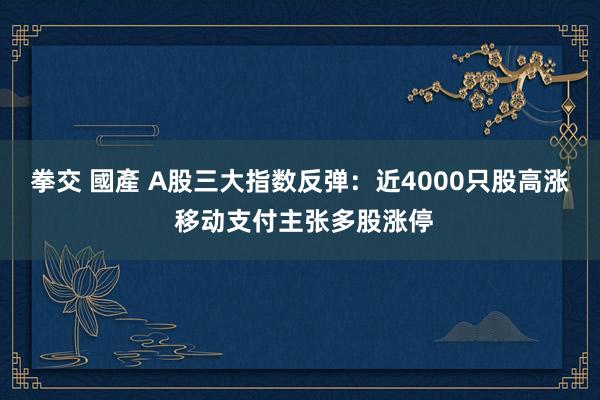 拳交 國產 A股三大指数反弹：近4000只股高涨 移动支付主张多股涨停