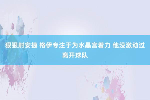 狠狠射安捷 格伊专注于为水晶宫着力 他没激动过离开球队