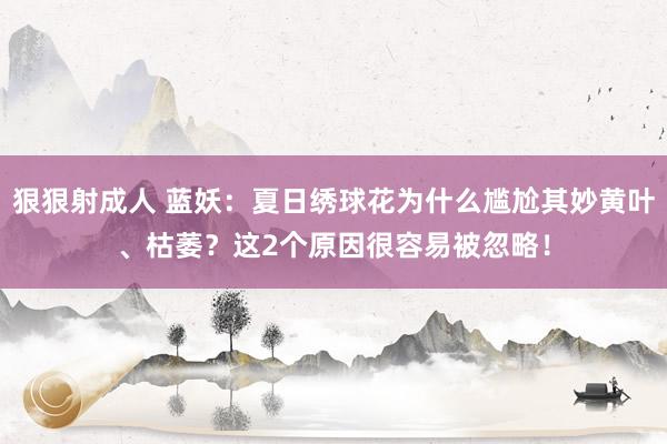 狠狠射成人 蓝妖：夏日绣球花为什么尴尬其妙黄叶、枯萎？这2个原因很容易被忽略！