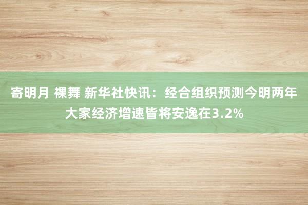 寄明月 裸舞 新华社快讯：经合组织预测今明两年大家经济增速皆将安逸在3.2%