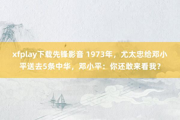 xfplay下载先锋影音 1973年，尤太忠给邓小平送去5条中华，邓小平：你还敢来看我？