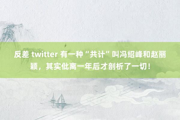 反差 twitter 有一种“共计”叫冯绍峰和赵丽颖，其实仳离一年后才剖析了一切！