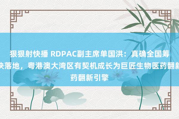 狠狠射快播 RDPAC副主席单国洪：真确全国筹议加快落地，粤港澳大湾区有契机成长为巨匠生物医药翻新引擎