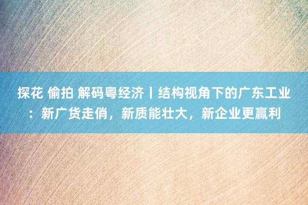 探花 偷拍 解码粤经济丨结构视角下的广东工业：新广货走俏，新质能壮大，新企业更赢利