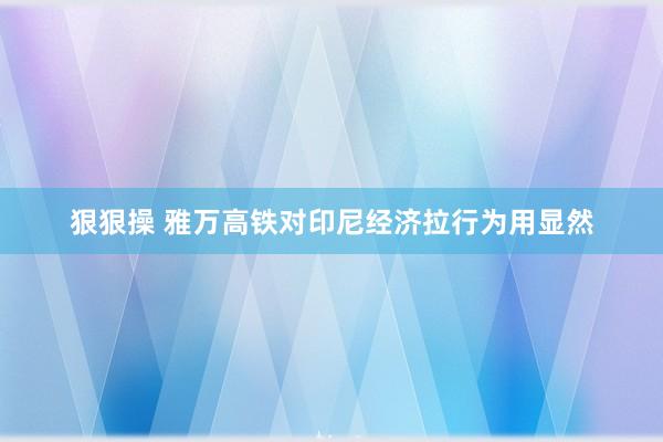 狠狠操 雅万高铁对印尼经济拉行为用显然