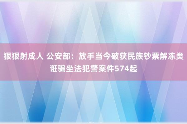 狠狠射成人 公安部：放手当今破获民族钞票解冻类诳骗坐法犯警案件574起