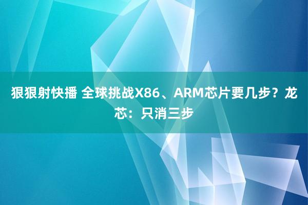 狠狠射快播 全球挑战X86、ARM芯片要几步？龙芯：只消三步