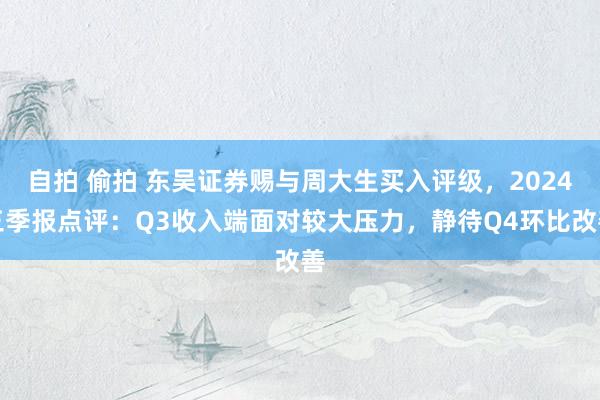 自拍 偷拍 东吴证券赐与周大生买入评级，2024三季报点评：Q3收入端面对较大压力，静待Q4环比改善