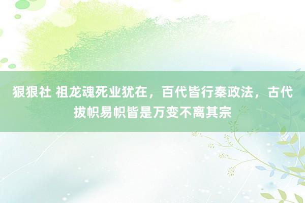 狠狠社 祖龙魂死业犹在，百代皆行秦政法，古代拔帜易帜皆是万变不离其宗