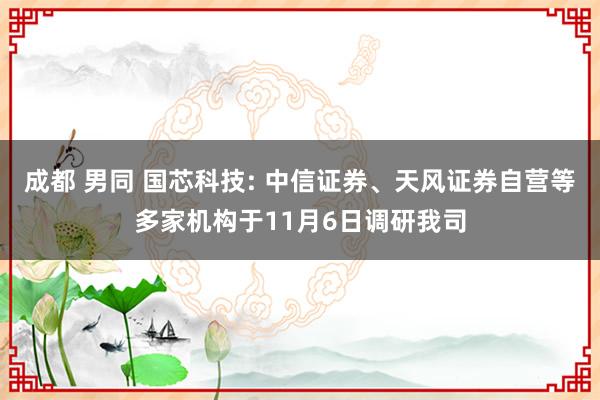 成都 男同 国芯科技: 中信证券、天风证券自营等多家机构于11月6日调研我司