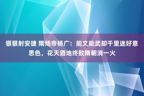 狠狠射安捷 隋炀帝杨广：能文能武却千里迷好意思色，花天酒地终致隋朝消一火