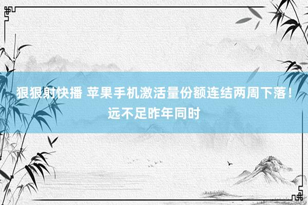 狠狠射快播 苹果手机激活量份额连结两周下落！远不足昨年同时