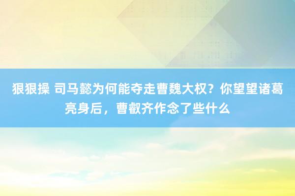 狠狠操 司马懿为何能夺走曹魏大权？你望望诸葛亮身后，曹叡齐作念了些什么