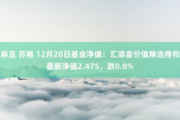 麻豆 苏畅 12月20日基金净值：汇添富价值精选搀和最新净值2.475，跌0.8%