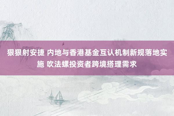 狠狠射安捷 内地与香港基金互认机制新规落地实施 吹法螺投资者跨境搭理需求