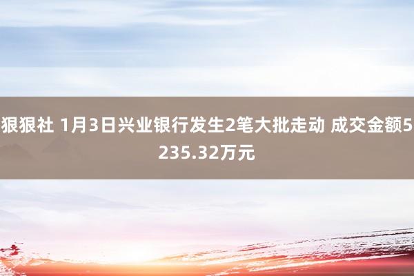 狠狠社 1月3日兴业银行发生2笔大批走动 成交金额5235.32万元