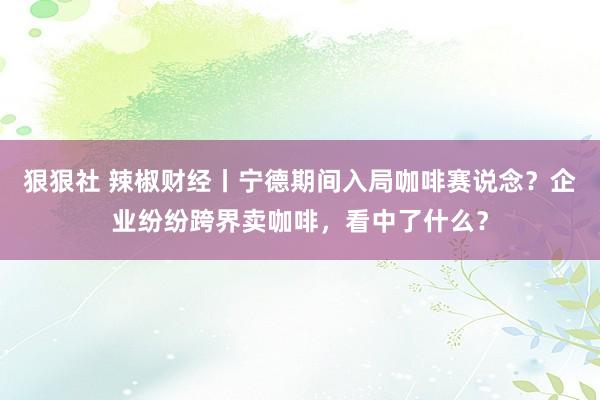 狠狠社 辣椒财经丨宁德期间入局咖啡赛说念？企业纷纷跨界卖咖啡，看中了什么？