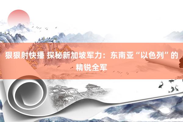 狠狠射快播 探秘新加坡军力：东南亚“以色列”的精锐全军