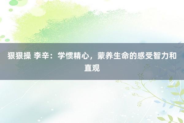 狠狠操 李辛：学惯精心，蒙养生命的感受智力和直观