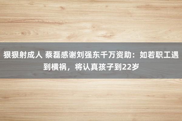 狠狠射成人 蔡磊感谢刘强东千万资助：如若职工遇到横祸，将认真孩子到22岁