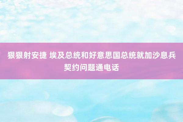 狠狠射安捷 埃及总统和好意思国总统就加沙息兵契约问题通电话